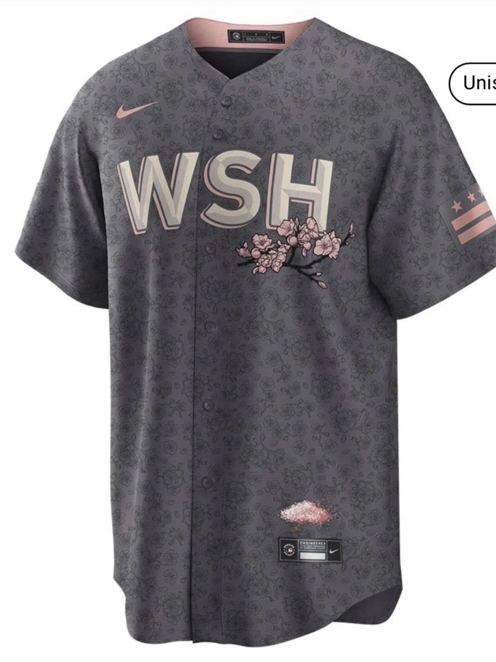 Washington Nationals Nike City Connect Cherry Blossoms Jersey sz L Unisex